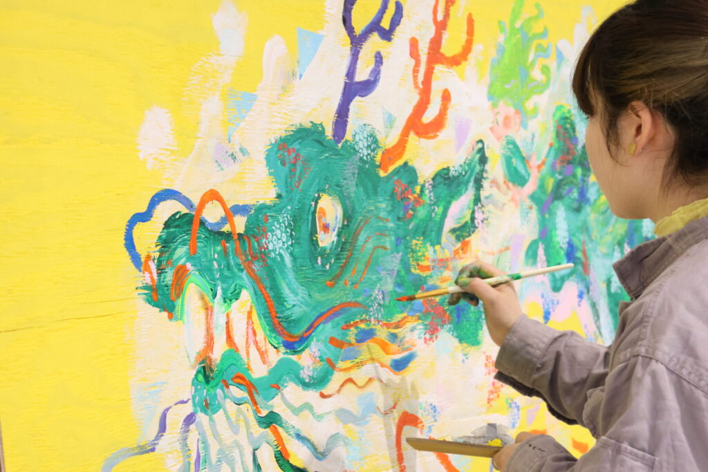 ライブペイント風景 竜の顔